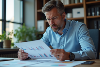 Analyste financier étudiant des graphiques de cuivre et câbles