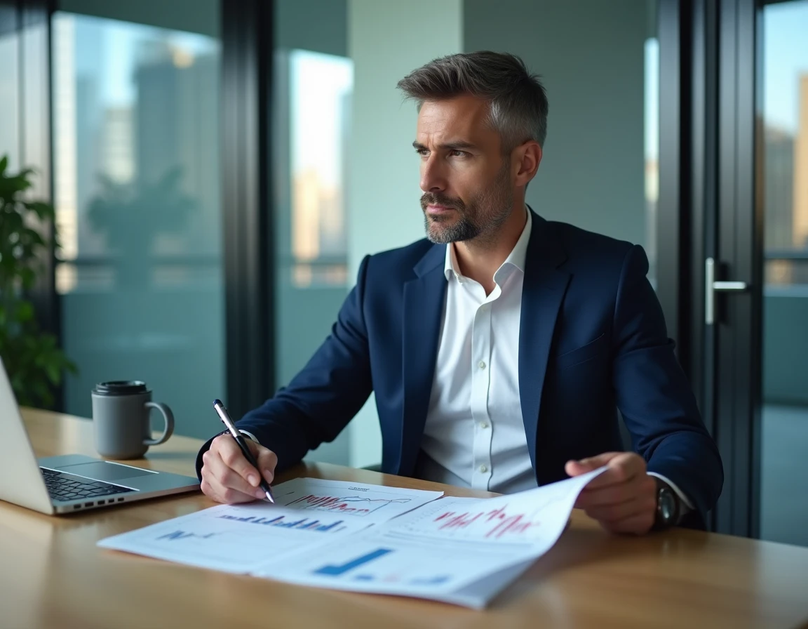 Analyste financier examinant l'historique des dividendes de l'action Total dans un bureau moderne