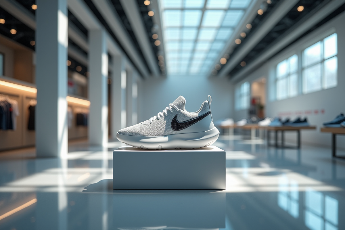 Chaussure Nike moderne en magasin avec lumière naturelle