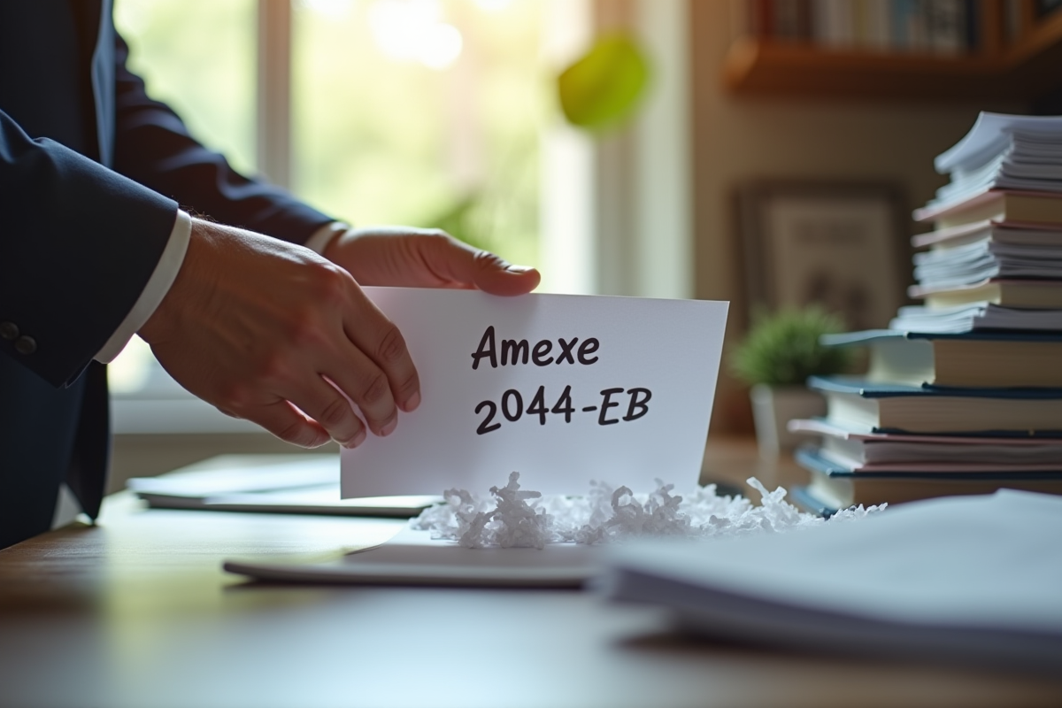 Mains déchiquetant un document juridique dans un bureau bien éclairé