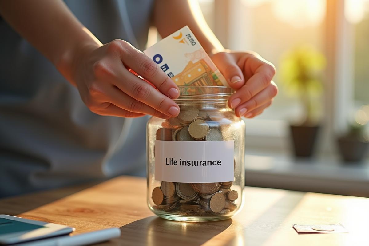 Mains plaçant des billets euros dans une jarre d