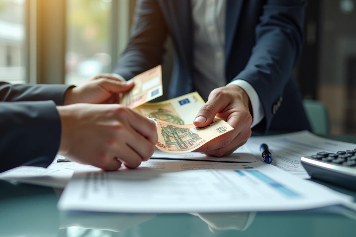 Main échangeant des billets d