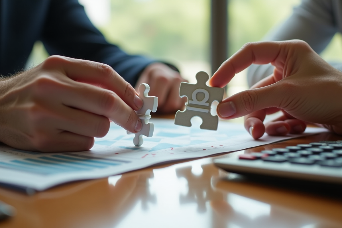 Echange de pièces de monnaie en puzzle sur table en bois