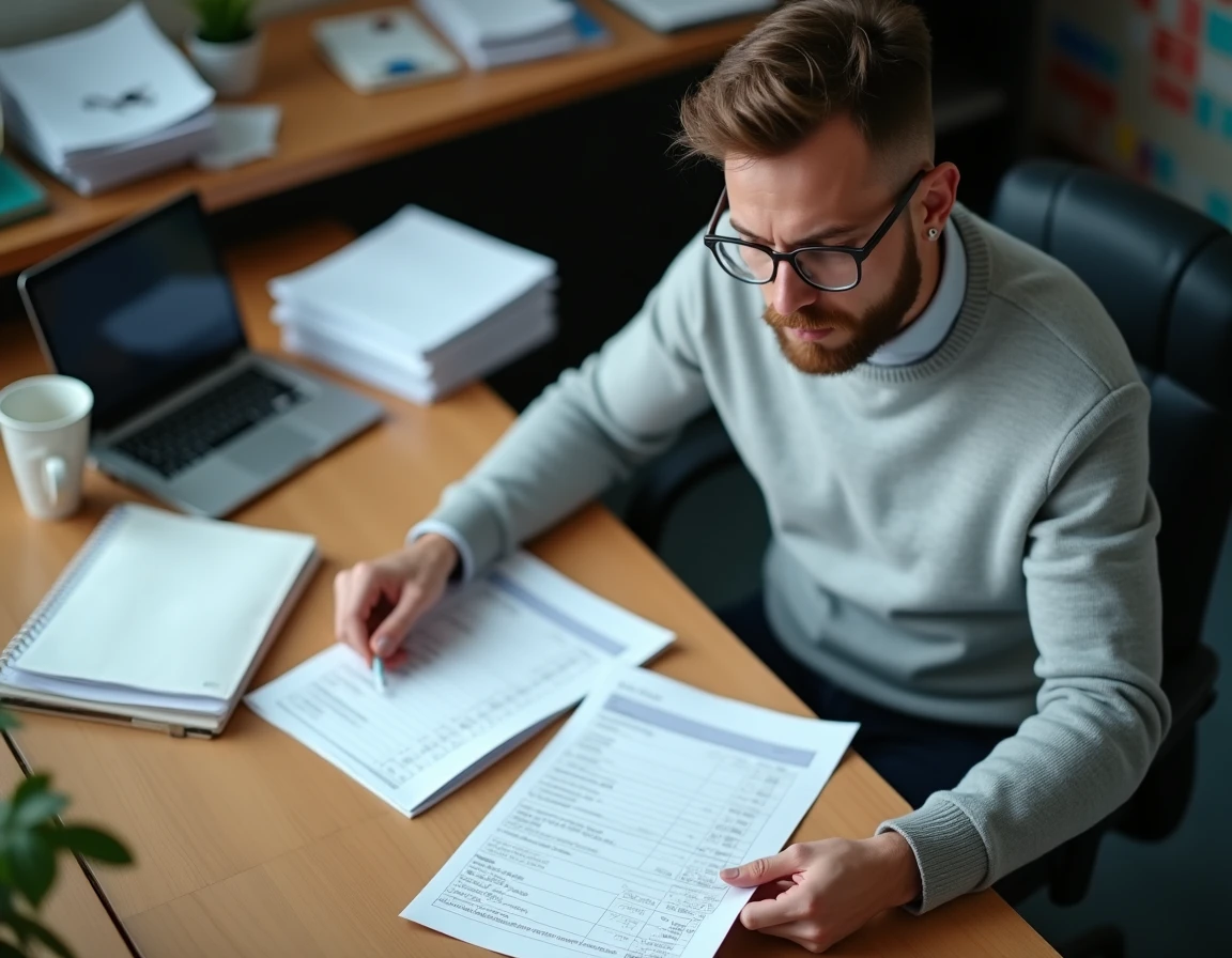 Enseignant certifié comparant deux fiches de paie dans une salle des professeurs, pour illustrer les différences de salaire entre agrégé et certifié