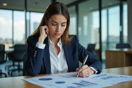 Femme d'affaires en réunion dans un bureau moderne